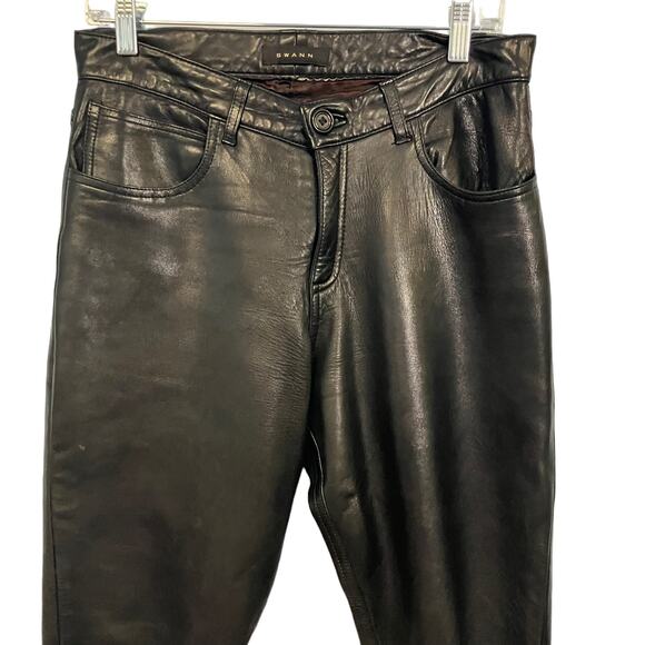 Swann Women's Black Leather Flare Bootcut Pants Size Large - Picture 2 of 11